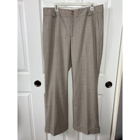 Banana Republic Martin Fit Wool Trousers Size 14 Beige Stretch Wide Leg Lined - Picture 1 of 10